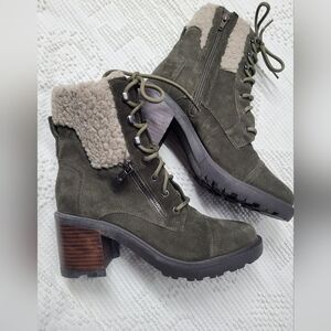 Marc Fisher Women's Olive Green Lace-Up Boots, Size 8.5M, Suede